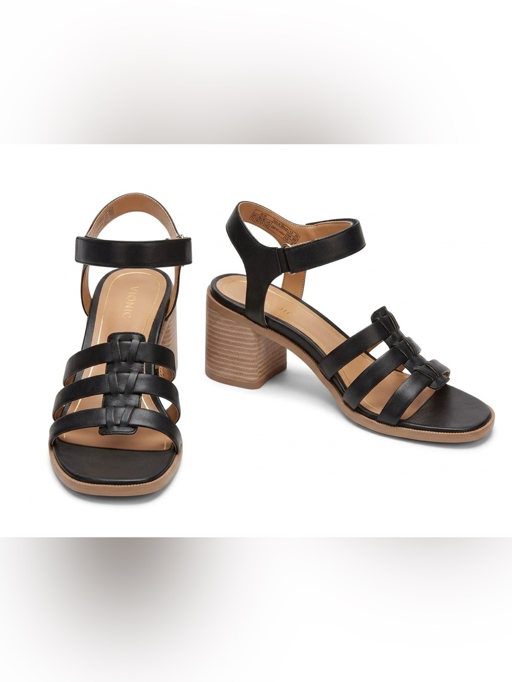 Vionic Women's Maisy Ankle Strap Dress Sandal in Black • Size 9.5 • EUC